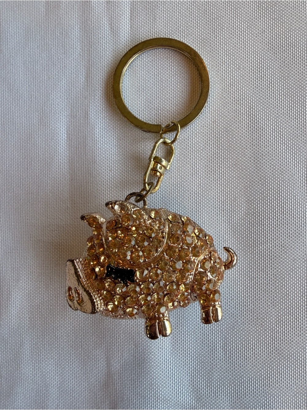 Gold Crystal Shimmery Pig Keychain or Bag Charm